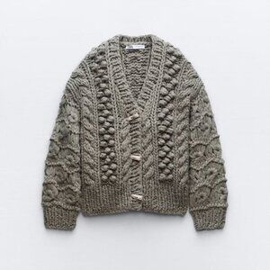 ZARA TEXTURED KNIT CARDIGAN